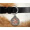 Foxy Mama Round Pet Tag on Collar & Dog