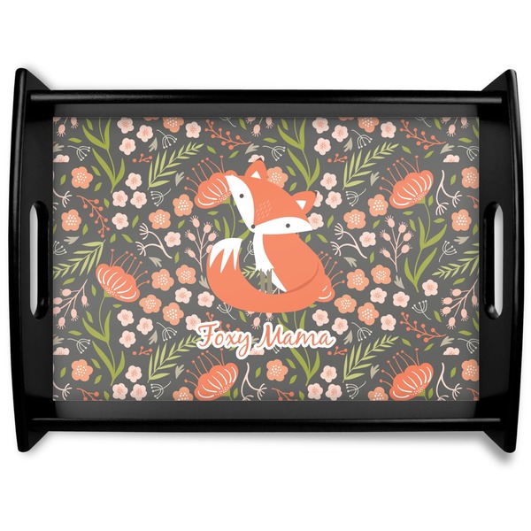 Custom Foxy Mama Black Wooden Tray - Large