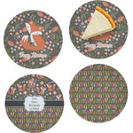 Foxy Mama Set of 4 Glass Appetizer / Dessert Plate 8"