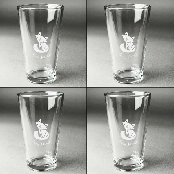 Foxy Mama Set of Four Engraved Beer Glasses - Individual View