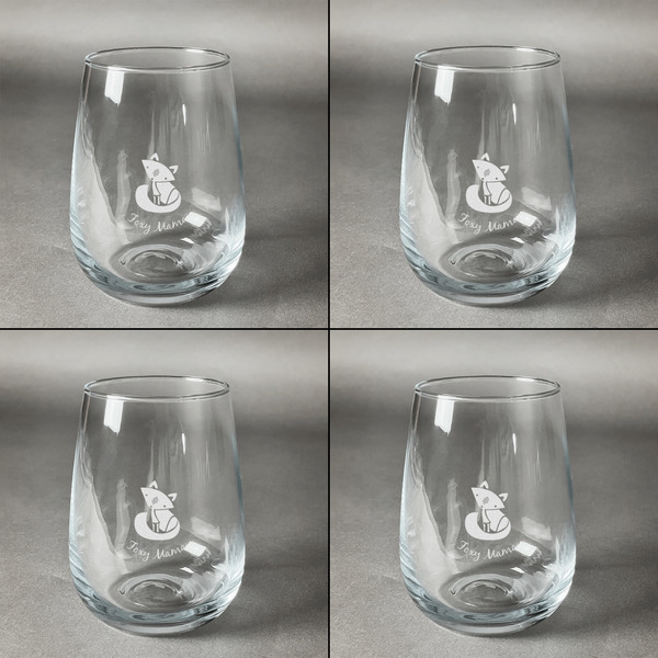 Foxy Mama Set of Four Personalized Stemless Wineglasses (Approval)