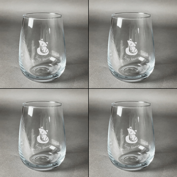 Foxy Mama Set of Four Personalized Stemless Wineglasses (Approval)