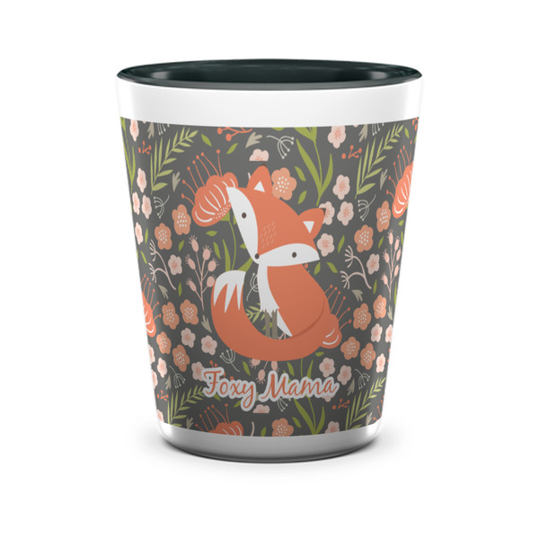 Custom Foxy Mama Ceramic Shot Glass - 1.5 oz - Two Tone - Set of 4