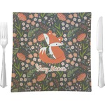Foxy Mama 9.5" Glass Square Lunch / Dinner Plate- Single or Set of 4