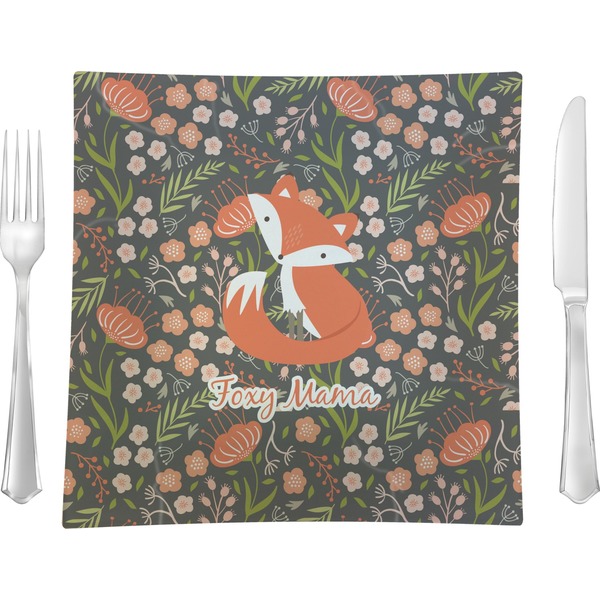 Custom Foxy Mama Glass Square Lunch / Dinner Plate 9.5"