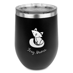 Foxy Mama Stemless Stainless Steel Wine Tumbler - Black - Single Sided