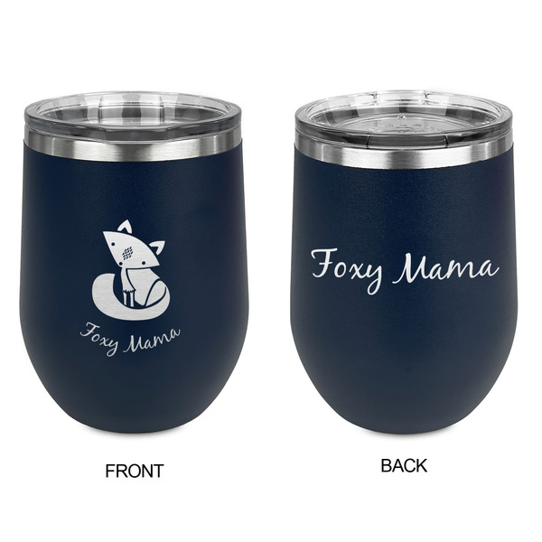 Foxy Mama Stainless Wine Tumblers - Navy - Double Sided - Approval