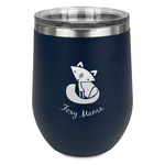 Foxy Mama Stemless Stainless Steel Wine Tumbler - Navy - Single Sided