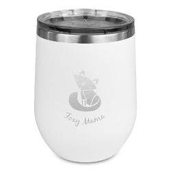 Foxy Mama Stemless Stainless Steel Wine Tumbler - White - Double Sided