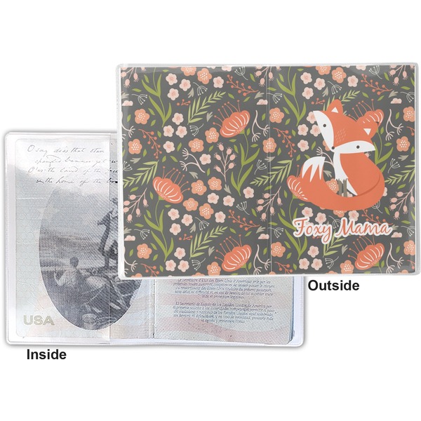 Foxy Mama Vinyl Passport Holder - Flat Front and Back