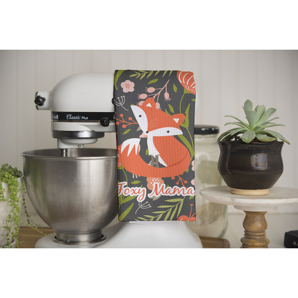 Foxy Mama Waffle Weave Towel - Full Color Print - Lifestyle Image