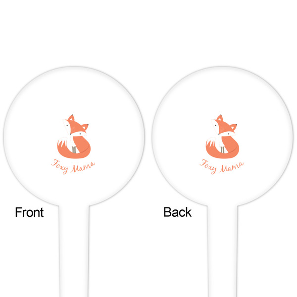 Foxy Mama White Plastic 4" Food Pick - Round - Double Sided - Front & Back