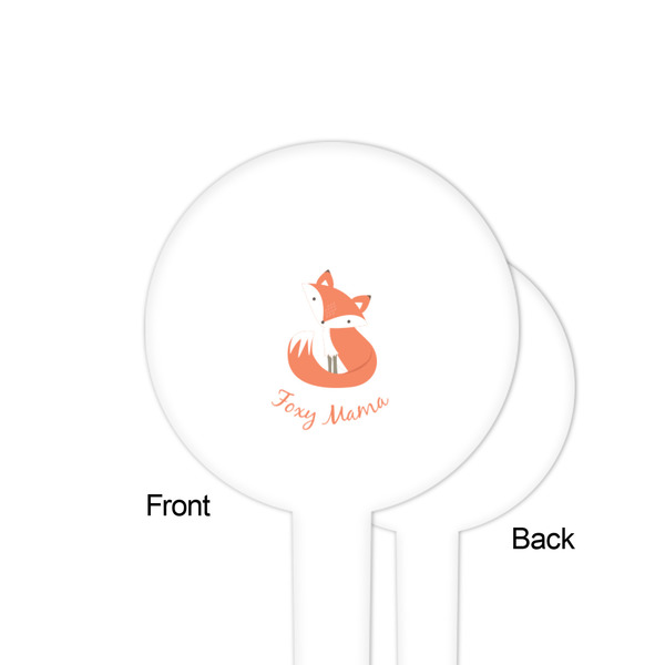 Foxy Mama White Plastic 4" Food Pick - Round - Single Sided - Front & Back