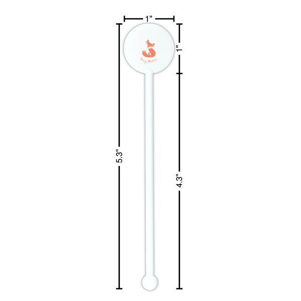 Foxy Mama White Plastic 5.5" Stir Stick - Round - Dimensions