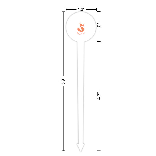 Foxy Mama White Plastic 6" Food Pick - Round - Dimensions