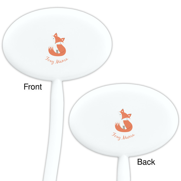 Foxy Mama White Plastic 7" Stir Stick - Double Sided - Oval - Front & Back