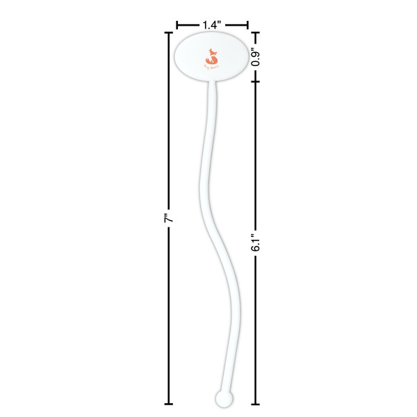Foxy Mama White Plastic 7" Stir Stick - Oval - Dimensions