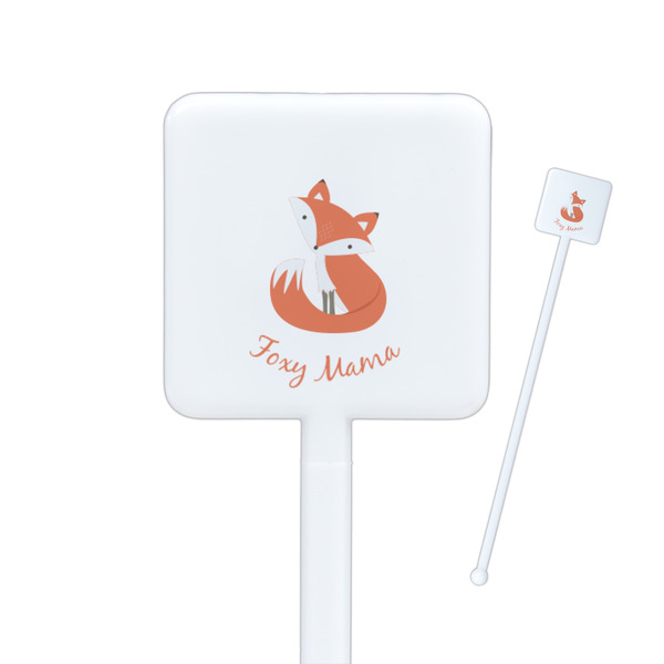 Custom Foxy Mama Square Plastic Stir Sticks - Single Sided