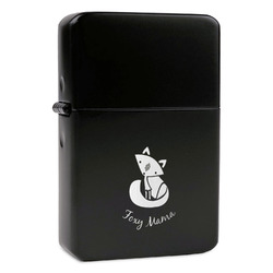 Foxy Mama Windproof Lighter - Black - Double Sided & Lid Engraved