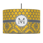 Damask & Moroccan 12" Drum Pendant Lamp - Fabric (Personalized)