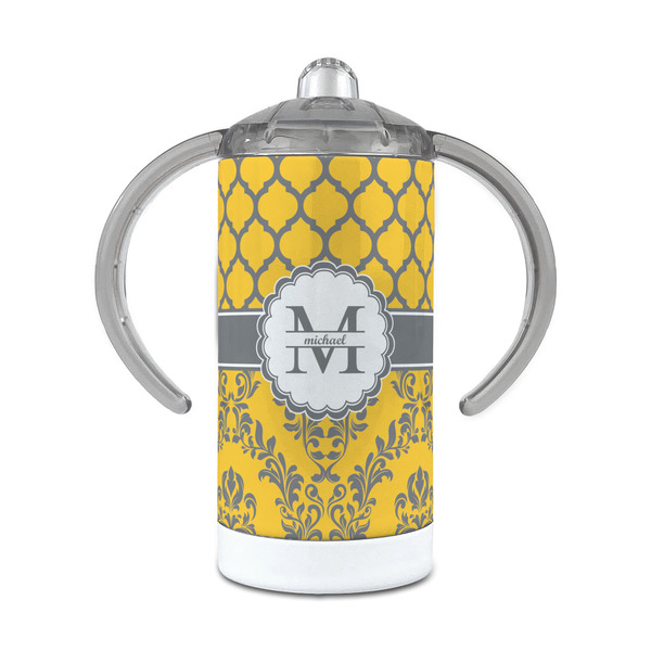 Custom Damask & Moroccan 12 oz Stainless Steel Sippy Cup (Personalized)
