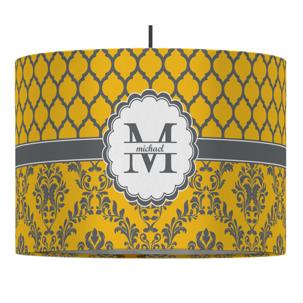 Custom Damask & Moroccan 16" Drum Pendant Lamp - Fabric (Personalized)