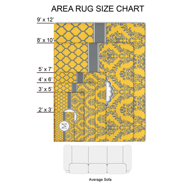 Damask & Moroccan 2'x3' Indoor Area Rugs - Size Chart
