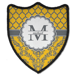 Damask & Moroccan Iron On Shield Patch B w/ Name and Initial