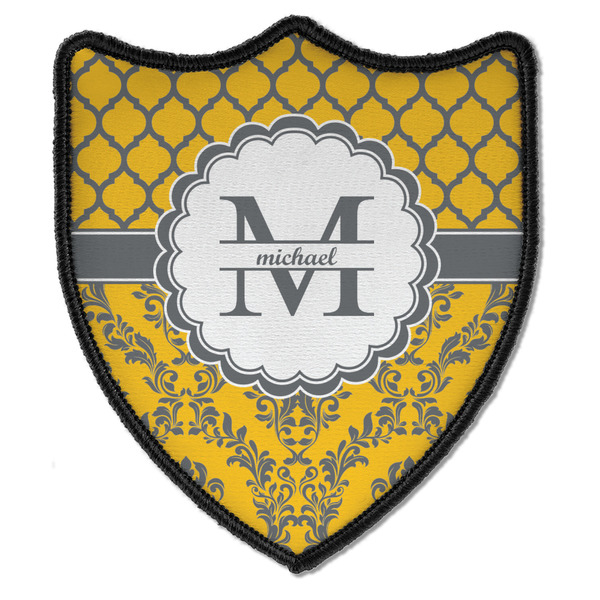 Custom Damask & Moroccan Iron On Shield Patch B w/ Name and Initial