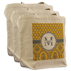Damask & Moroccan Reusable Cotton Grocery Bags - Set of 3 (Personalized)