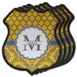 Damask & Moroccan Iron On Shield C Patches - Set of 4 w/ Name and Initial