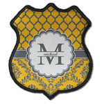 Damask & Moroccan Iron On Shield Patch C w/ Name and Initial