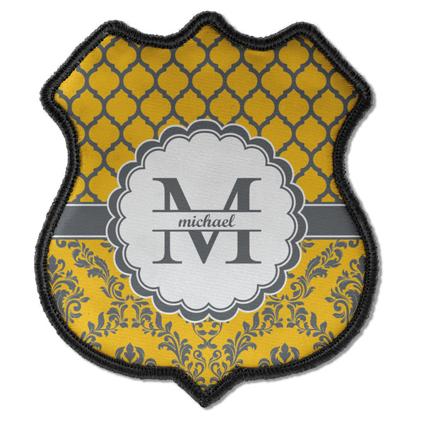 Custom Damask & Moroccan Iron On Shield Patch C w/ Name and Initial