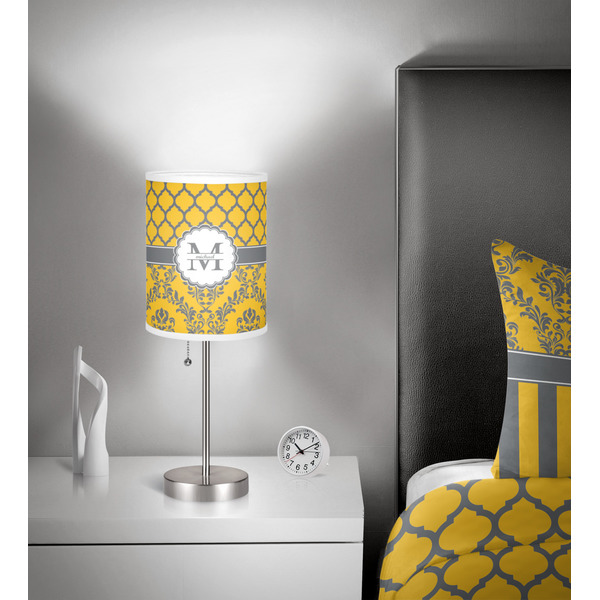Damask & Moroccan 7 inch drum lamp shade - in room