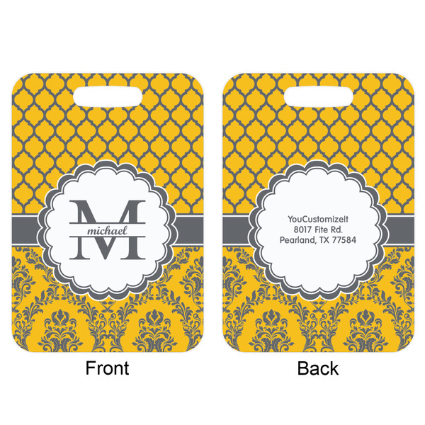 Damask & Moroccan Aluminum Luggage Tag (Front + Back)