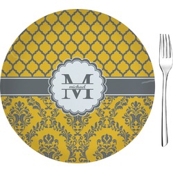 Damask & Moroccan 8" Glass Appetizer / Dessert Plates - Single or Set (Personalized)