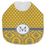 Damask & Moroccan Jersey Knit Baby Bib w/ Name and Initial