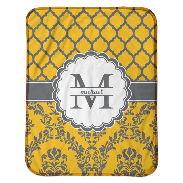 Damask & Moroccan Baby Sherpa Blanket - Flat