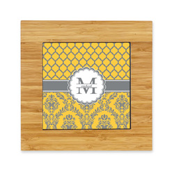 Damask & Moroccan Bamboo Trivet with Ceramic Tile Insert (Personalized)
