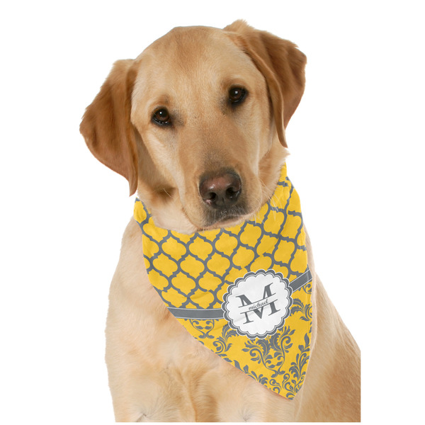 Custom Damask & Moroccan Dog Bandana Scarf w/ Name and Initial