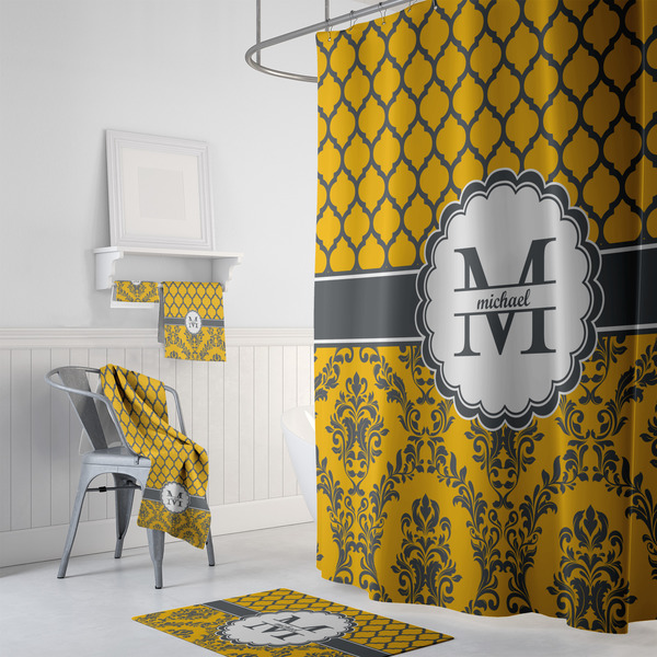 Damask & Moroccan Bath Towel Sets - 3-piece - In Context