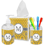Damask & Moroccan Acrylic Bathroom Accessories Set w/ Name and Initial
