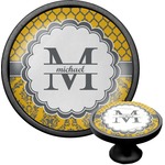 Damask & Moroccan Cabinet Knob (Black) (Personalized)
