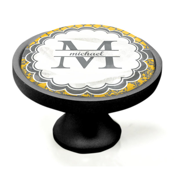 Damask & Moroccan Black Custom Cabinet Knob (Side)