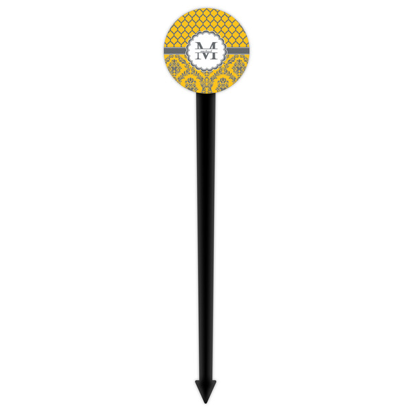 Damask & Moroccan Black Plastic 6" Food Pick - Round - Single Pick