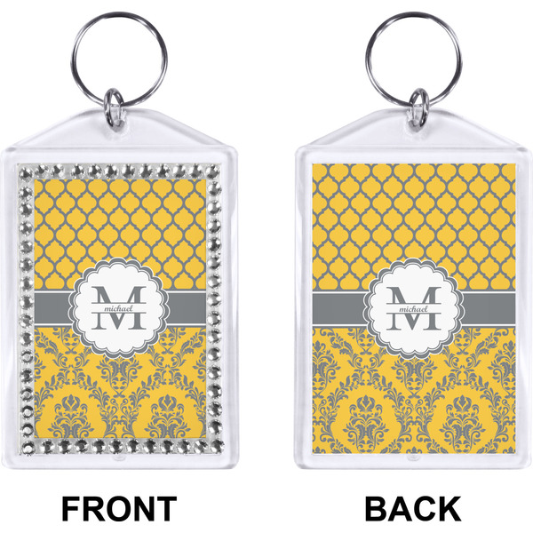 Damask & Moroccan Bling Keychain (Front + Back)