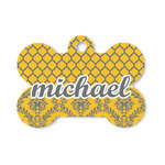 Damask & Moroccan Bone Shaped Dog ID Tag - Small (Personalized)