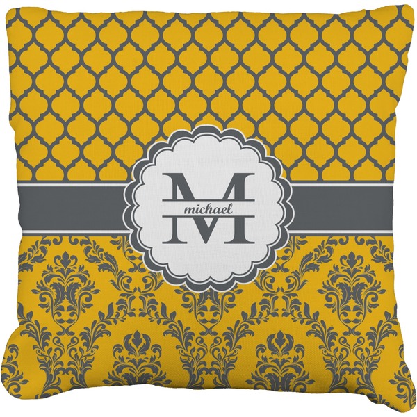 Custom Damask & Moroccan Faux-Linen Throw Pillow 16" (Personalized)