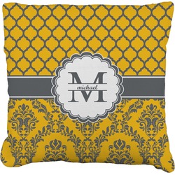Damask & Moroccan Faux-Linen Throw Pillow 18" (Personalized)