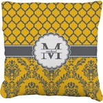 Damask & Moroccan Faux-Linen Throw Pillow 20" (Personalized)